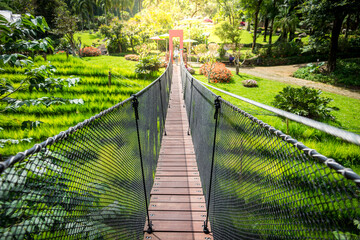 Suspension bridge, walkway to the adventurous, cross to the other side.