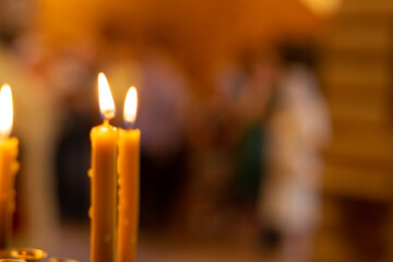 burning candles in church