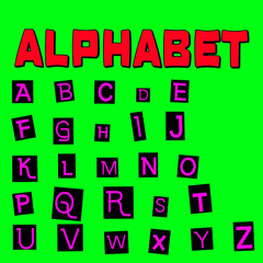 Vector of abc alphabet on green background