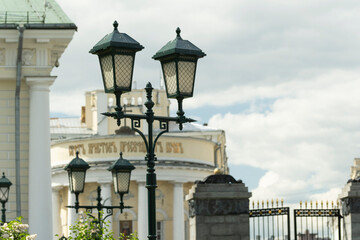 Street lamp on Manezhnaya Square in the center of Moscow