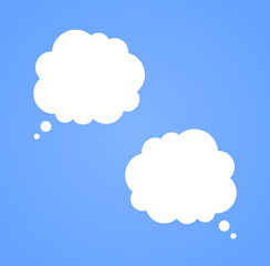 White dialog cloud on blue background. White blank speech bubbles. Vector Illustration isolated. 