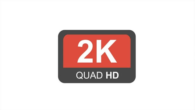 2K resolution red icon on white background. Animation screen resolution concept.
