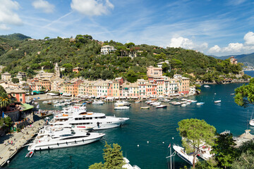 Fototapeta na wymiar Yacht harbour in Portofino, Genoa, Italy