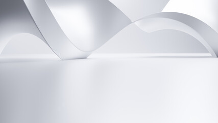 Abstract Futuristic empty floor and room Sci-Fi Corridor With light for showcase,room,interior,display products.Modern Future cement floor and wall background technology interior concept.3d render © Nuchjaree