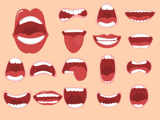 Fototapeta na wymiar Mouth options with lips, tongue and teeth