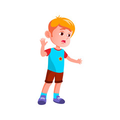 confused boy searching lost toy at home cartoon vector. confused boy searching lost toy at home character. isolated flat cartoon illustration
