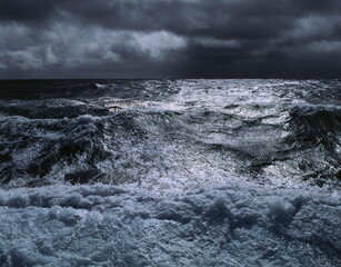 sea, stormy, waves, clouds, 
