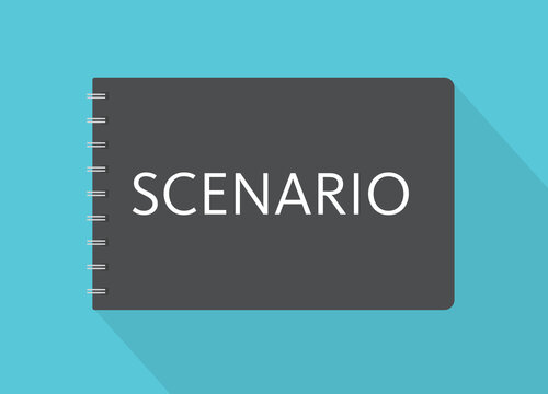 spiral notebook with scenario word- vector illustration