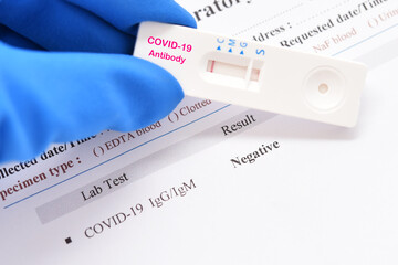COVID-19 rapid test for IgM and IgG antibody detection, the result showed negative both IgM and IgG 