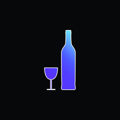 Bottle And Glass Shapes blue gradient vector icon