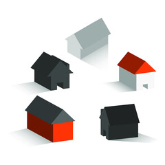 Isometric houses set vector illustration