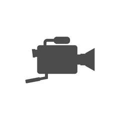 Video camera icon. Silhouette, isolated vector symbol on white background. 