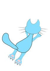 Frames of stylized cats on a white sheet of A4 format, surreal, graphics