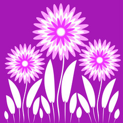 Abstract illustration on a square background - stylized flowers - graphics. Fabulous plant world. Surreal.