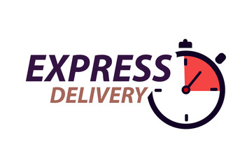 Delivery service icon concept. Delivery with stop watch icon. Express delivery stickers.