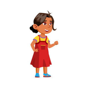 indian little girl watching circus show cartoon vector. indian little girl watching circus show character. isolated flat cartoon illustration