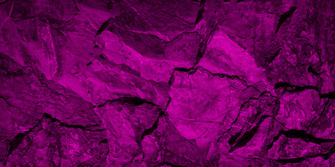 Naklejka premium Abstract geometric background. Toned rock texture. Vintage deep purple background with copy space for design. Web banner. Combination of rough mountainous surface with cracks and magenta color.