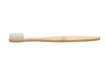 Bamboo toothbrush isolated on a white background.