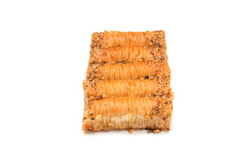 Delicious sweet baklava isolated on white background.