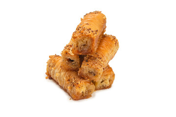 Delicious sweet baklava isolated on white background.