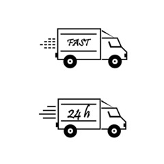 Delivery truck, icon, vector, illustration.