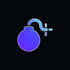 Bomb With Burning Fuse blue gradient vector icon