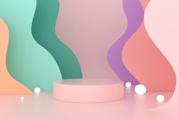 Abstract minimal scene, pastel color design for cosmetic or product display podium 3d render.