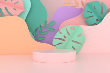 Abstract minimal scene, pastel color design for cosmetic or product display podium 3d render.