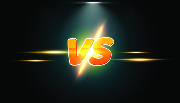 Versus VS screen banner for battle or comparision modern vector with spotlights background templates