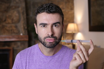 Man removing wrinkles with injections