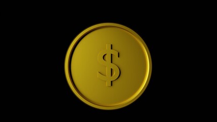 Gold coin isolate on black background