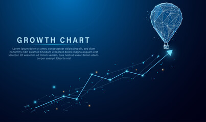 arrow up composed in low polygon or low poly design. growth symbol consists of lines, dots, and shapes. Business strategy or successful symbol. Business, finance, career, growing the concept.