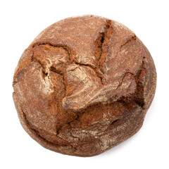 whole round bread isolated on white background top view