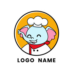 elephant chef illustration character logo template