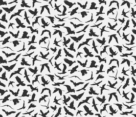illustration of seamless pattern of flying birds.