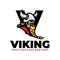Viking Mascot e sport logo design Vector