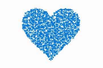 big blue heart from many small hearts on white background