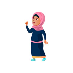 shocked arabian girl in fear room cartoon vector. shocked arabian girl in fear room character. isolated flat cartoon illustration