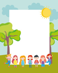 kids with blank placard