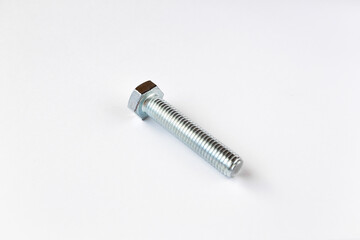 Fototapeta premium silver bolt on white background close-up