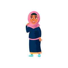 cute islam girl speaking with friend on street cartoon vector. cute islam girl speaking with friend on street character. isolated flat cartoon illustration