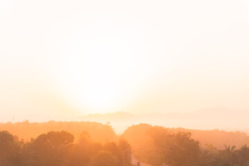 Sunset sky for background or sunrise sky and cloud at morning. in Asia and Phuket Thailand.