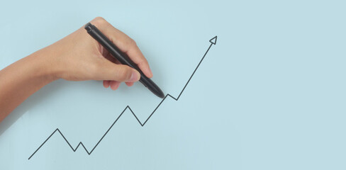 Hand drawing  chart, graph stock of growth