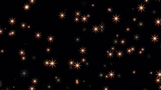 Abstract star sparkle motion background with alpha channel.Glowing gold star element

