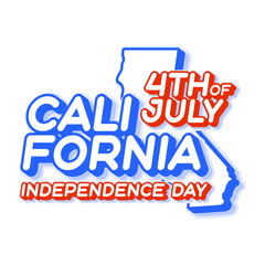 california state 4th of july independence day with map and USA national color 3D shape of US state Vector Illustration