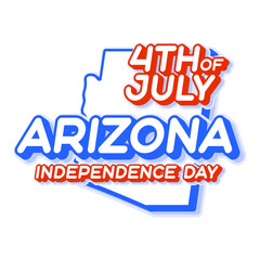 arizona state 4th of july independence day with map and USA national color 3D shape of US state Vector Illustration