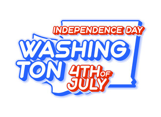 washington state 4th of july independence day with map and USA national color 3D shape of US state Vector Illustration