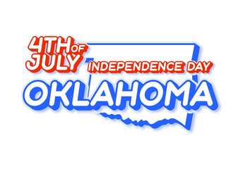 oklahoma state 4th of july independence day with map and USA national color 3D shape of US state Vector Illustration