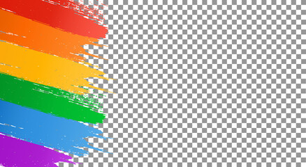 Rainbow LGBT flag brush paint texture isolated on png or transparent  background, Symboln of LGBT gay pride, space for text,vector illustration