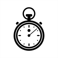 Stopwatch icon, black. Vector and glyph